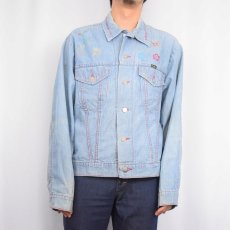 画像2: 80's Wrangler USA製 刺繍デザイン デニムジャケット SIZE46 (2)