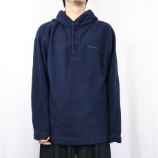 画像2: 90's POLO SPORT Ralph Lauren USA製 ハーフスナップ フリースフーディ NAVY L (2)