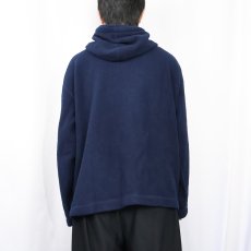 画像3: 90's POLO SPORT Ralph Lauren USA製 ハーフスナップ フリースフーディ NAVY L (3)