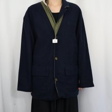 画像3: LEWIS CREEK ウール/コットン リバーシブルテーラードジャケット NAVY L (3)