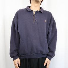 画像2: 90's ORVIS ダブルフェイス ヘンリーネックスウェット NAVY L (2)