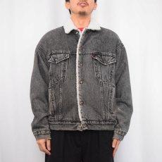 画像2: 80's Levi's 70609 USA製 ボアライナー ケミカルウォッシュブラックデニムジャケット L (2)