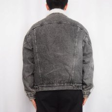 画像3: 80's Levi's 70609 USA製 ボアライナー ケミカルウォッシュブラックデニムジャケット L (3)