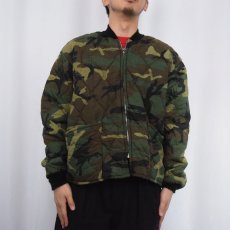 画像2: 70's EMPIRE INSULATED WEAR USA製 ウッドランドカモ柄 キルティングジャケット XL (2)