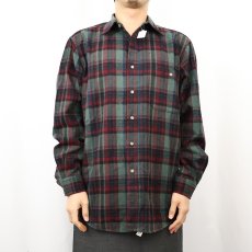 画像2: 80's PENDLETON USA製 チェック柄 エルボーパッチ付き ウールシャツ M (2)