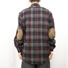 画像3: 80's PENDLETON USA製 チェック柄 エルボーパッチ付き ウールシャツ M (3)