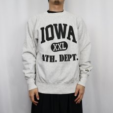 画像2: 90's the cotton exchange USA製 REVERSE WEAVE TYPE "IOWA" プリントスウェット L (2)