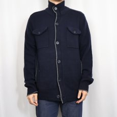 画像2: BRICE デザインニットカーディガン NAVY L (2)