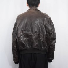 画像3: 80〜90's A-2 TYPE フライトレザージャケット BROWN XXL (3)