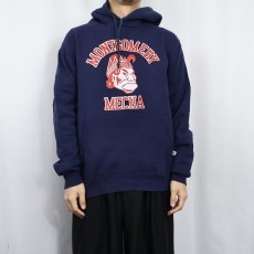 画像2: 90's〜 RUSSELL ATHLETIC USA製 "MONTGOMERY MECHA" プリントスウェットフーディ NAVY L (2)