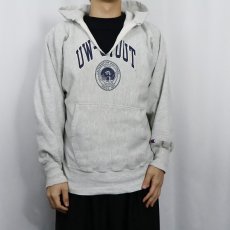 画像2: 90's Champion REVERSE WEAVE "UW-STOUT" カットオフ プリントスウェットフーディ L (2)