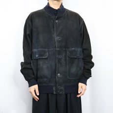 画像2: 90's〜 EURO SKINNI ITALY製 スエードレザージャケット BLACK SIZE56 (2)