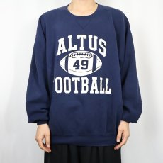 画像2: 90's〜 RUSSELL ATHLETIC USA製 "ALTUS FOOTBALL" 前V プリントスウェット NAVY XXL (2)