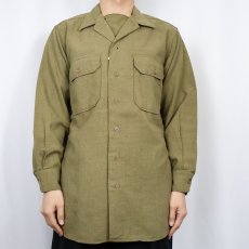 画像2: 40's U.S.ARMY ガスフラップ付き マスタードシャツ SIZE15-32 (2)