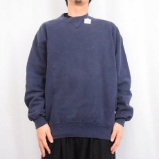 画像2: 90's RUSSELL ATHLETIC USA製 "HIGH COTTON" 前V スウェット NAVY XL (2)