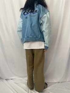 画像4: 90's CASPER CANADA製 2トーン ファンタジー映画 刺繍スタジャン L (4)