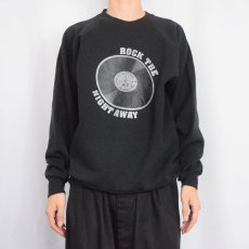 画像2: 90's USA製 "ROCK THE NIGHT AWAY" プリントスウェット BLACK XL (2)