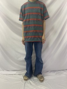 画像2: 80's Stussy USA製 ジャガードボーダー柄 Tシャツ L (2)