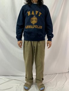 画像2: 90's Champion USA製 "NAVY ANNAPOLIS" 前V プリントスウェット XL (2)