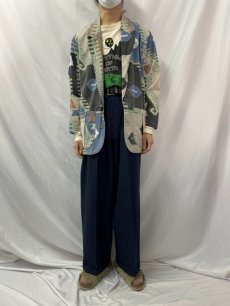 画像2: 90's〜 CHICO'S DESIGN 総柄 コットンテーラードジャケット (2)