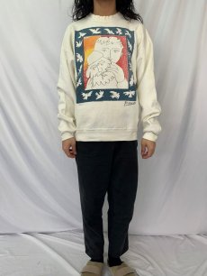 画像3: 90's Picasso USA製 "THE NEW YEAR" アートプリントスウェット XL (3)