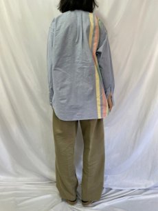 画像4: 90's〜 POLO Ralph Lauren "BIG SHIRT" ストライプ柄 ロゴ刺繍 オックスフォードボタンダウンシャツ L (4)