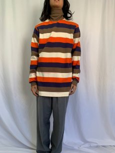 画像2: 80〜90's POLO COUNTRY RALPH LAUREN USA製 ボーダー柄 タートルネックリブニットロンT M (2)