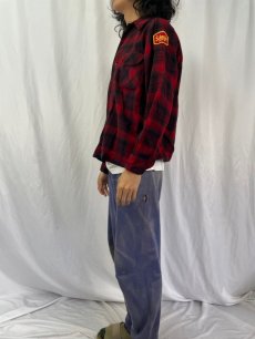 画像3: 70's PENDLETON USA製 チェック柄 ワッペン付き ウールオープンカラーシャツ M (3)