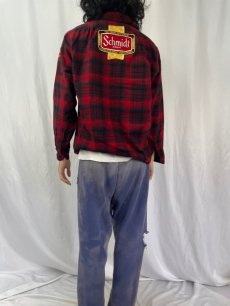 画像4: 70's PENDLETON USA製 チェック柄 ワッペン付き ウールオープンカラーシャツ M (4)