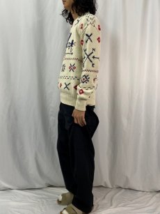 画像3: 90's〜 POLO Ralph Lauren "HAND KNIT" 柄編み コットンニットセーター L (3)