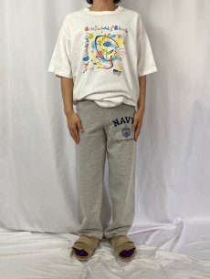 画像2: 90's〜 USA製 "NAVY" プリントスウェットパンツ S (2)