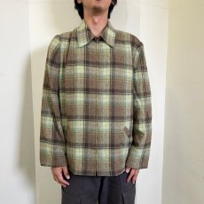 画像2: EVAN-PICONE チェック柄 ウール×アクリル×ポリエステル ジップジャケット SIZE18 (2)