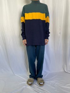 画像2: 80's〜 L.L.Bean USA製 マルチボーダー柄 ハイネックスウェット XL (2)