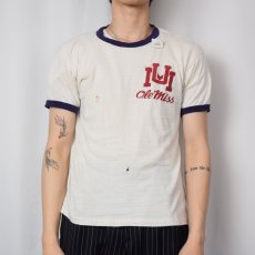 画像2: 60's CARL COERS "OLE MISS" プリントリンガーTシャツ M (2)