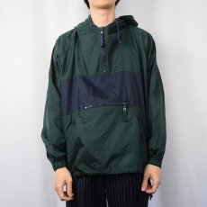 画像3: GAP 2トーン切り替え ナイロンアノラックパーカー GREEN×NAVY M (3)