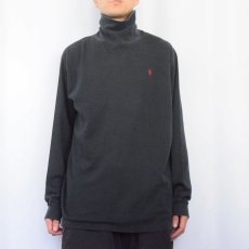 画像2: 90's POLO Ralph Lauren USA製 ロゴ刺繍 無地タートルネックロンT BLACK XXL (2)