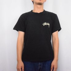 画像3: 80's STUSSY USA製 龍 × ロゴ プリントTシャツ BLACK M (3)