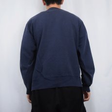 画像3: 90's Champion USA製 ロゴ刺繍 無地 前Vスウェット NAVY XL (3)