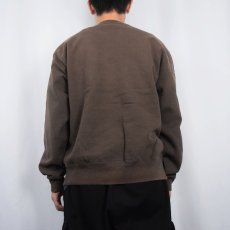 画像3: 90's Champion USA製 ロゴ刺繍 無地 前Vスウェット BROWN L (3)