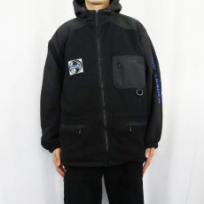 画像2: 90's Eddie Bauer EBTEK USA製 ロゴ刺繍 フリースジップジャケット BLACK L (2)