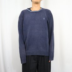 画像2: POLO Ralph Lauren ロゴ刺繍 コットンニットセーター NAVY L (2)