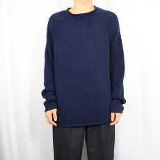 画像2: POLO Ralph Lauren ロールネック コットンニットセーター NAVY M (2)