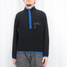 画像2: 90's Patagonia USA製 ハーフジップ フリースプルオーバージャケット BLACK L (2)