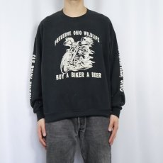 画像2: 90's JERZEES USA製 "PRESERVE OHIO WILDLIFE" イラストプリントスウェット BLACK XL (2)