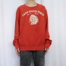 画像2: POLO Ralph Lauren "CAMP RIVER OINES" インディアンヘッド 両V フロッキープリントスウェット XXL (2)