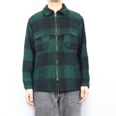 画像2: 70's Woolrich USA製 バッファローチェック柄 ウールジップジャケット L (2)