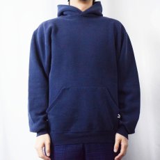 画像2: 90's RUSSEL ATHELETIC USA製 無地スウェットフーディー NAVY L (2)