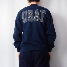 画像4: 90's SOFFE USA製 "UNITED STATES AIRFORCE" リフレクタープリントスウェット NAVY M (4)