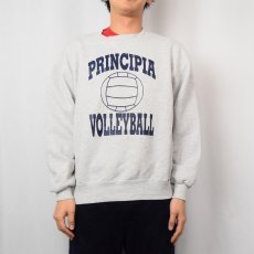 画像3: 90's RUSSEL ATHELETIC USA製 "PRINCIPIA VOLLEYBALL" 前V バックプリントスウェット L  (3)