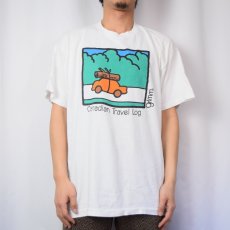 画像2: 90's grimm CANADA製 "Canadian Travel Log" シュールイラストプリントTシャツ ONESIZE (2)